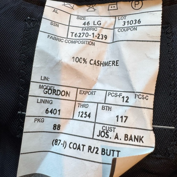 JOS A BANK NAVY 100% CASHMERE 2 BUTTON BLAZER 46L - Picture 10 of 10